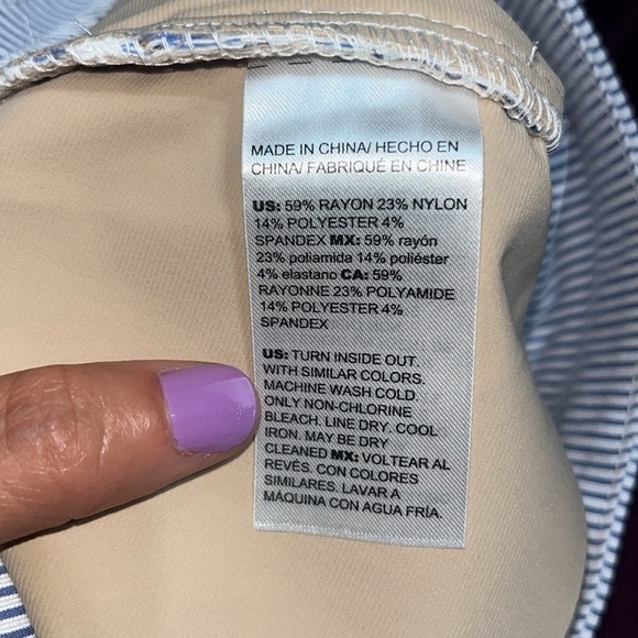 Chico’s So Slimming 360 Brigitte Slim Ankle Pant Icon Stripe Blue 20 - Picture 12 of 12